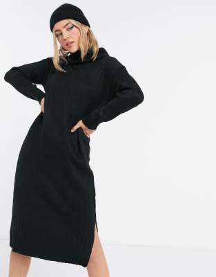 black roll neck dress