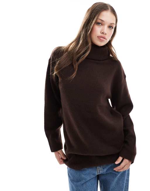 New Look Roll Neck Jumper In Brown
