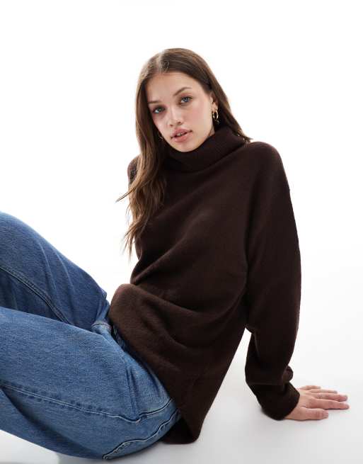 New Look Roll Neck Jumper In Brown