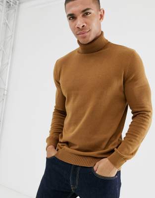 roll neck camel jumper