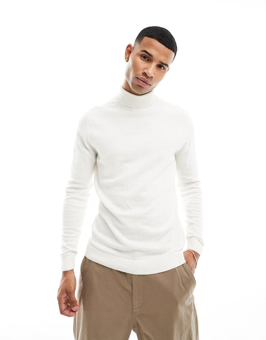 New Look roll neck jumper in off white