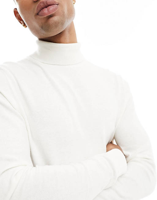 New Look roll neck jumper in off white | ASOS