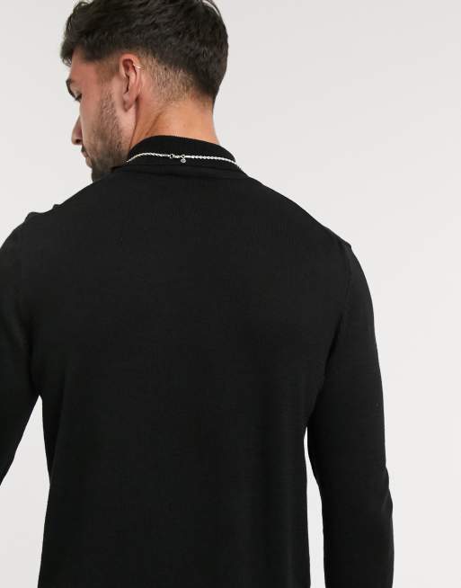 New Look roll neck knitted jumper in black, 2 of 4