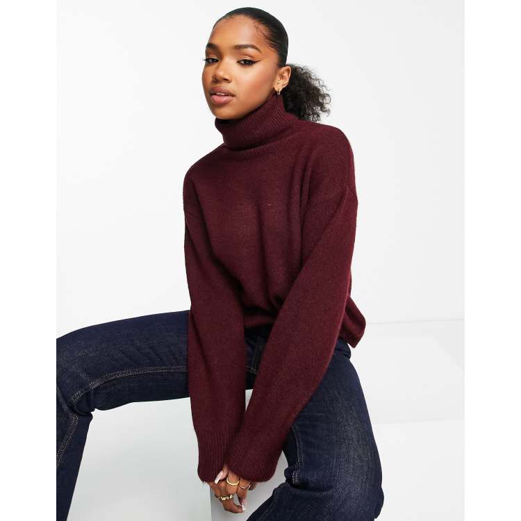 Burgundy polo 2025 neck jumper womens