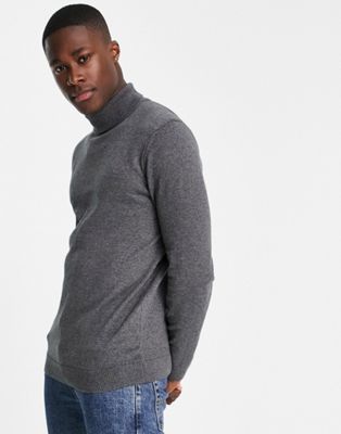 New Look roll neck knitted jumper in dark grey - ASOS Price Checker