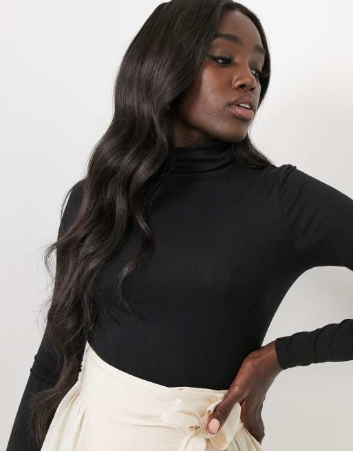 New Look roll neck top in black ASOS