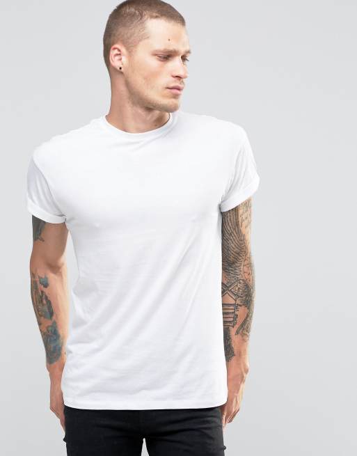New Look Roll Sleeve T-Shirt In White