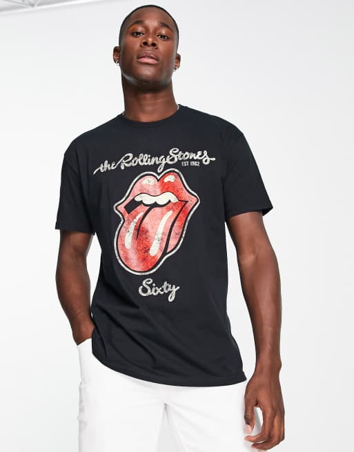 Black rolling stones t shirt clearance