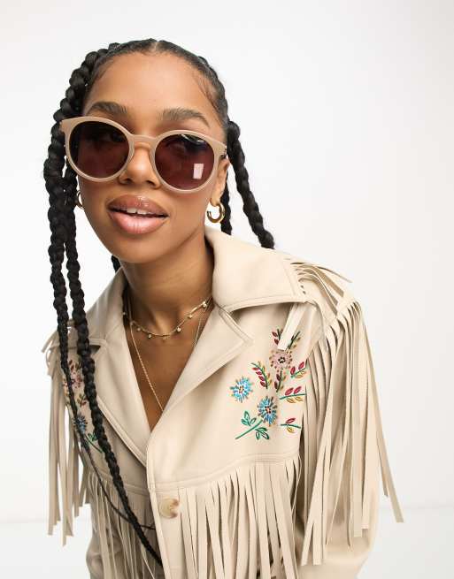 New Look - Ronde zonnebril in mink