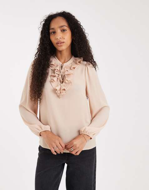 New Look – Rosa blus med volang framtill - view 1