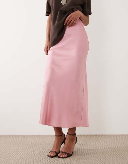 New Look – Rosa diagonalskuren midikjol av satin, 2 av 5