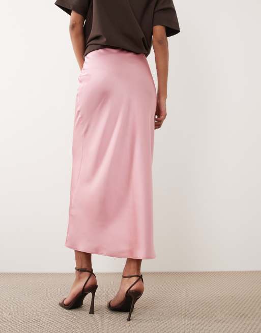 New Look – Rosa diagonalskuren midikjol av satin, 4 av 5