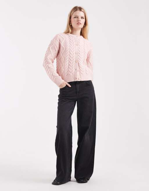 New Look – Rosa, flätstickad kofta, 2 av 4