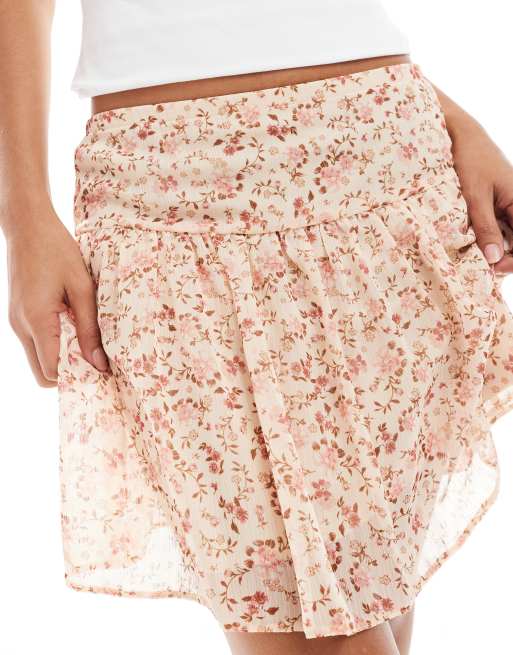 New Look - Rosa mininederdel med blomstermønster i chiffon, 3 af 5