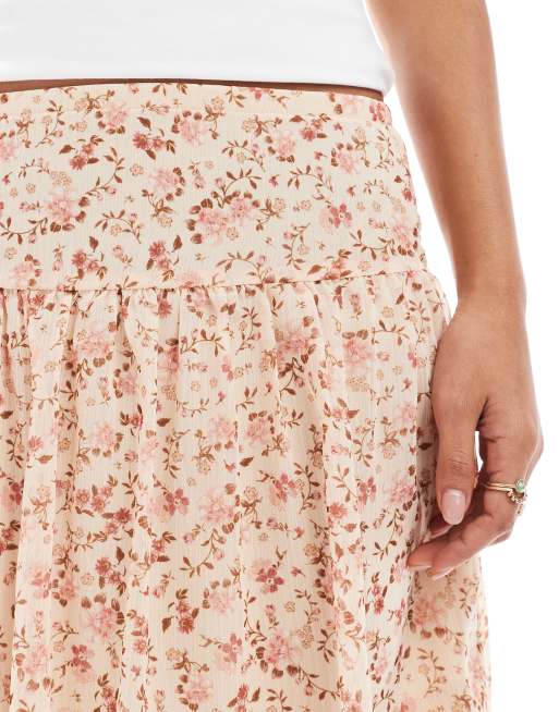 New Look - Rosa mininederdel med blomstermønster i chiffon, 5 af 5
