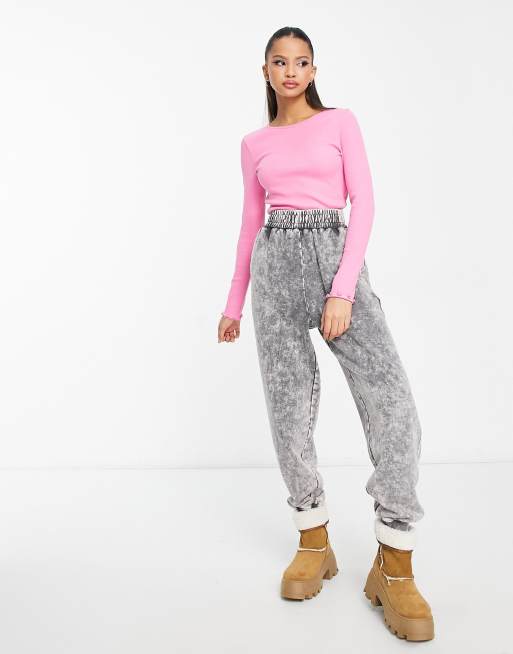New Look – Rosa topp med långa ärmar och uddkant, 4 av 4