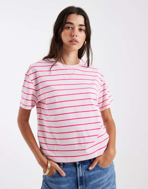 New Look – Rosarandig t-shirt med boxig passform - view 1