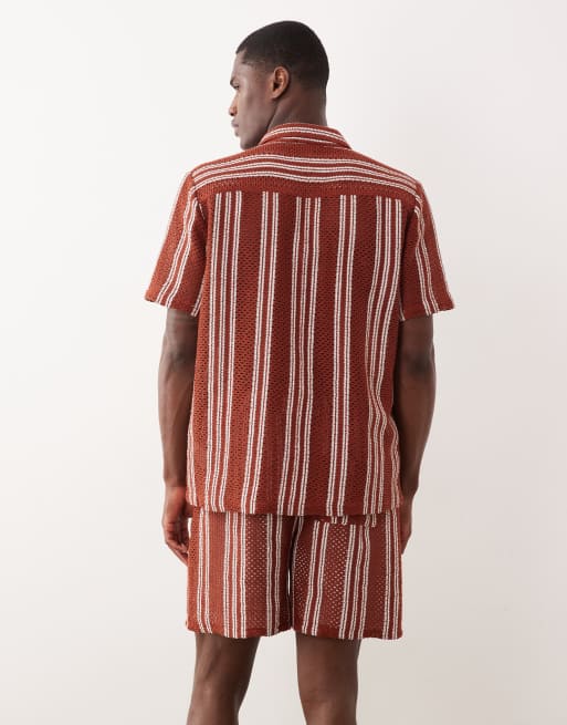 New Look – Roströd, randig, virkad skjorta, del av set, 5 av 5