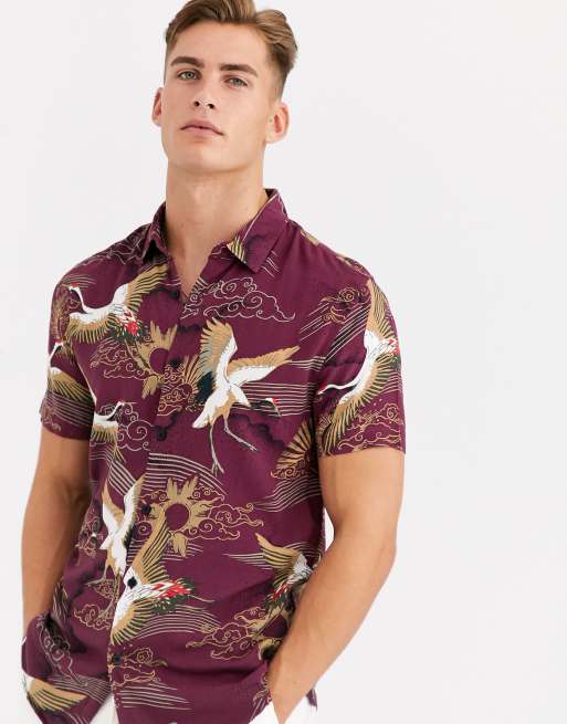 New Look – Rotes Hemd mit Schwalben-Print