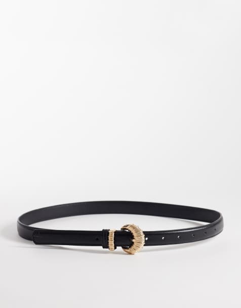 New Look round buckle belt in black - view 1