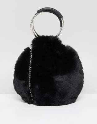 round fur bag