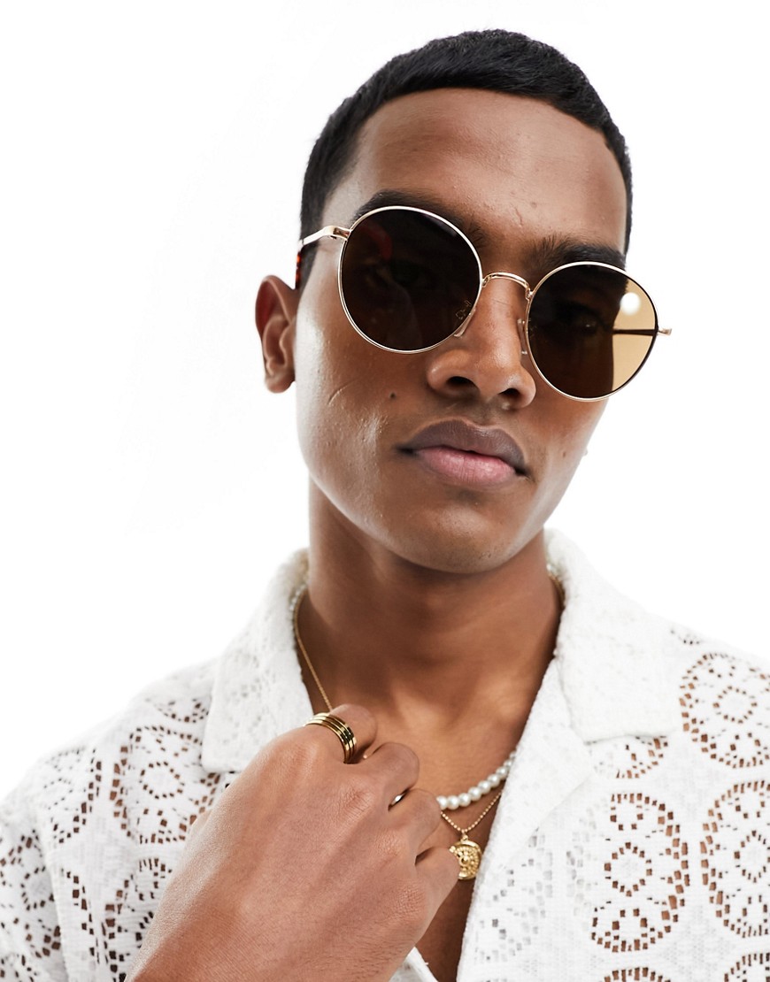 New Look round metal sunglasses in gold