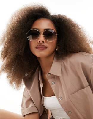 New Look round pilot shaped sunglasses in gold