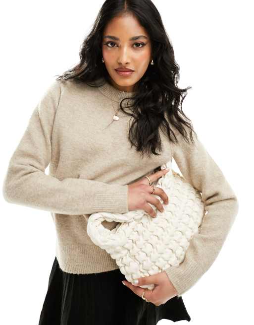 New Look – Różowobeżowy sweter z okrągłym dekoltem