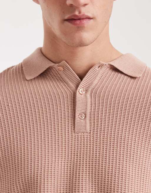 New Look – Różowy dzianinowy T-shirt polo, 5 z 5