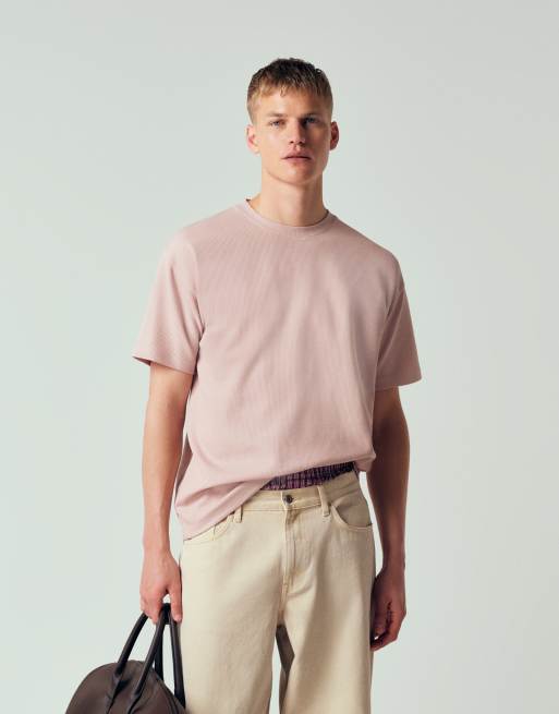 New Look – Różowy zestaw o waflowej fakturze: T-shirt i szorty, 3 z 3