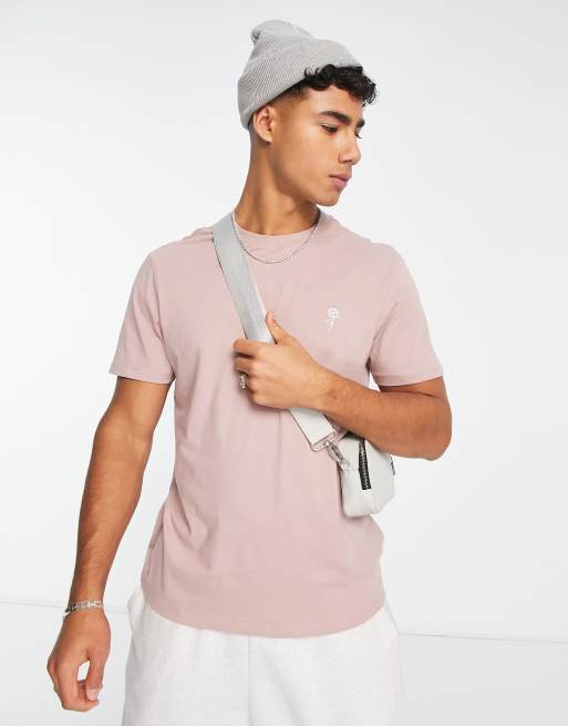 New Look – Różowy T-shirt z haftowaną różą