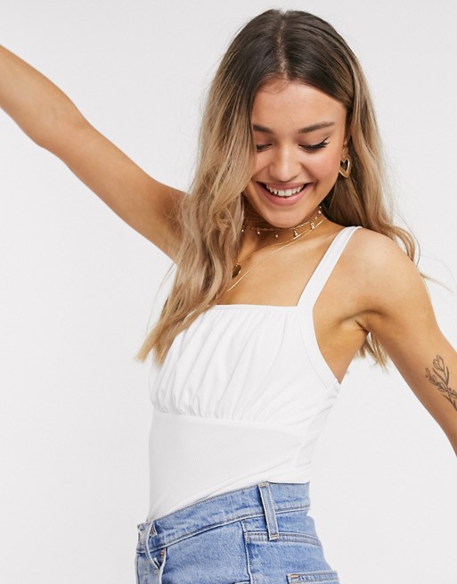 New Look ruched bust cami in white