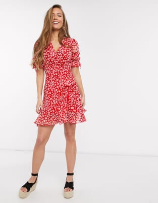 new look red dress floral