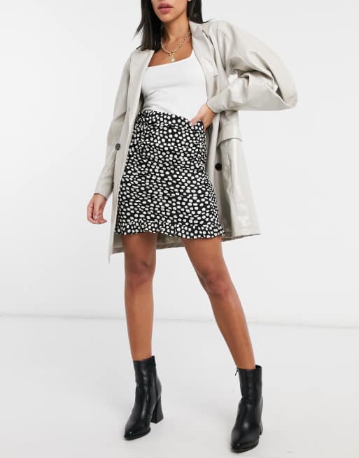 New Look ruched mini skirt in polka dot | ASOS