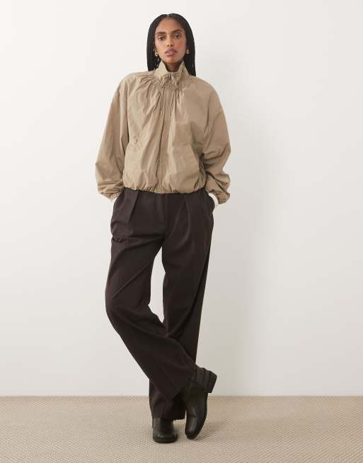 New Look ruched toggle techy windbreaker funnel jacket in mink, 2 of 4