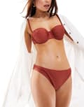 [New Look] New Look ruched underwire balconette bikini top in rust-Brown 32B BROWN