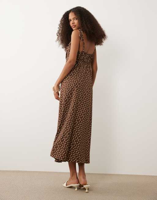 new look brown polka dot dress Nellie Maxi Dress | Brown Polka Dot | Womens main image 0