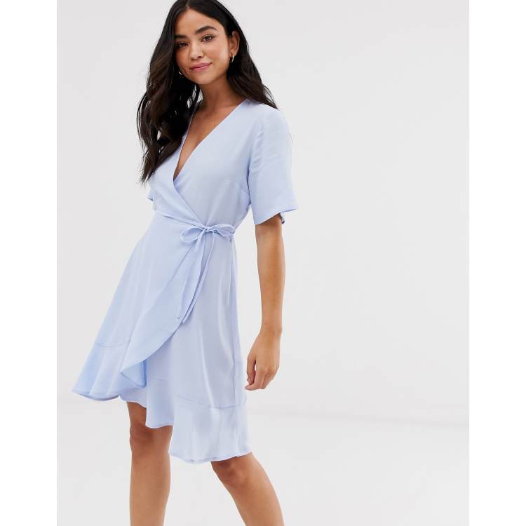 Pale blue sales wrap dress