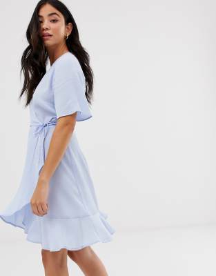 light blue ruffle mini dress