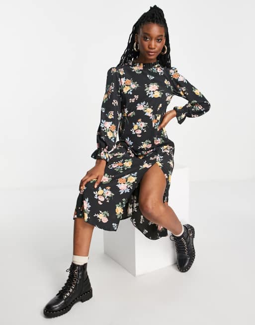 New look black outlet ditsy floral dress