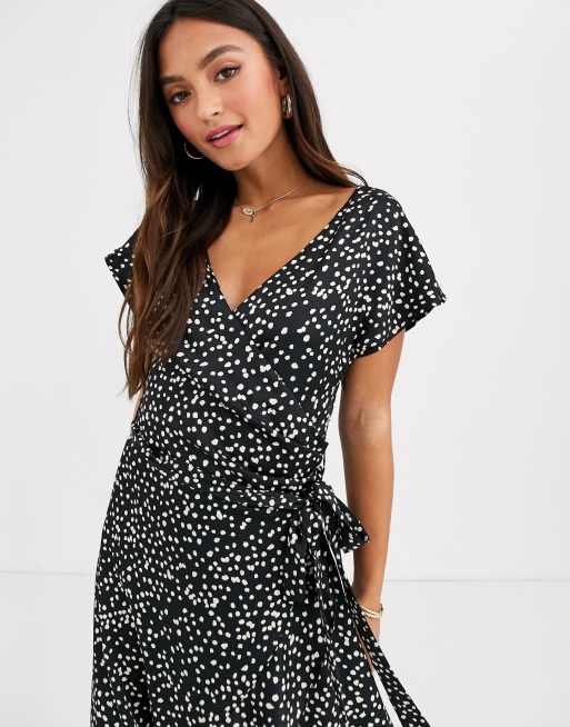 new look polka dot wrap dress