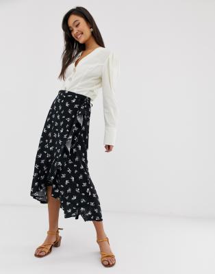 ruffle wrap skirt midi