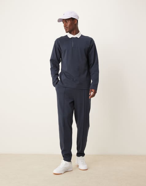 New Look - Rugbypolo met lange mouwen in marineblauw, deel van co-ord set - view 1