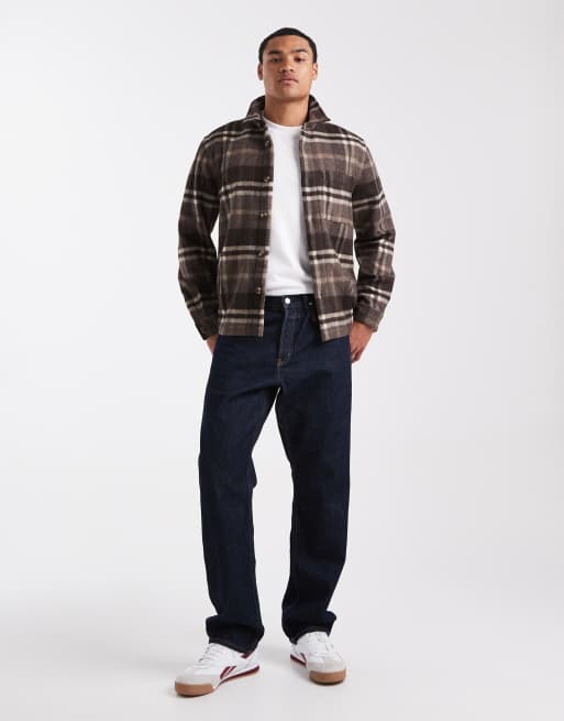 New Look - Ruimvallend geruit overshirt in bruin, 2 van 5
