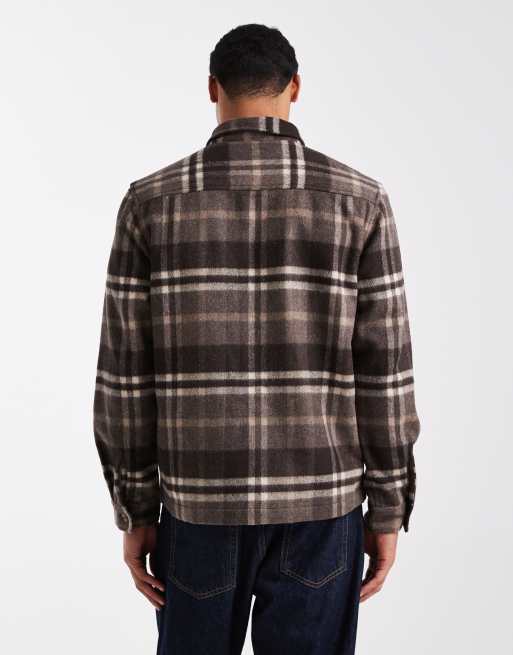 New Look - Ruimvallend geruit overshirt in bruin, 3 van 5