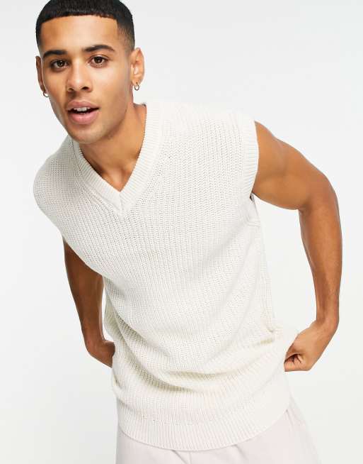 New Look - Ruimvallende gebreide spencer in gebroken wit