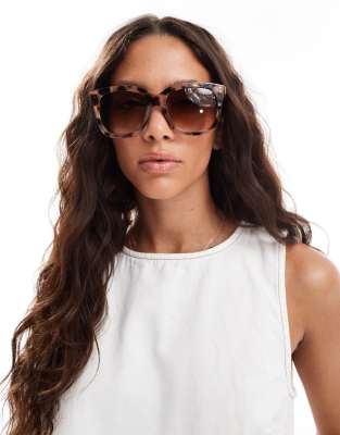 New Look - Runde Oversize-Sonnenbrille in Braun mit breitem Design