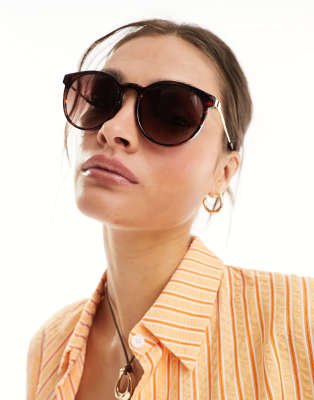 New Look - Runde Sonnenbrille in Braun-Brown