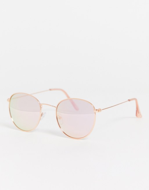 New Look – Runde Sonnenbrille in Roségold im Stil der 70er Jahre