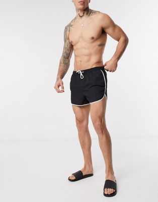 New Look runner swim shorts in black